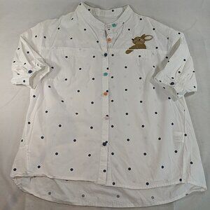 See Your Story Embroidered Bunny Rabbit Polka Dot Button Up Women's Medium M